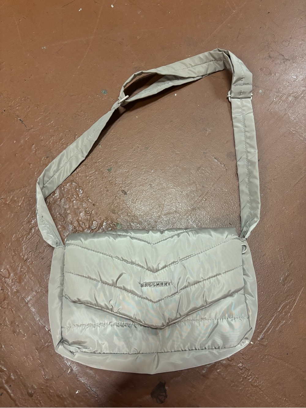 Bagsmart Light Beige Quilted Crossbody Bag -